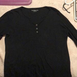 Crofts & Barrow Black 3 Button V Neck